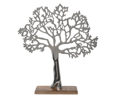 Decoratiune copac metalic, baza de lemn, 42 cm