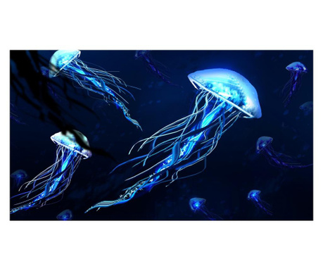 Tablou canvas meduze luminiscente, 105x70 cm