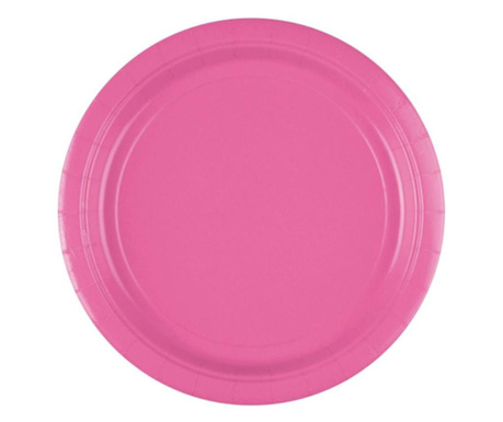 Set 8 farfurii party roz, 23 cm
