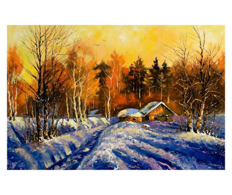 Картина на платно media, Зима, село, сняг, 105 x 70 cm