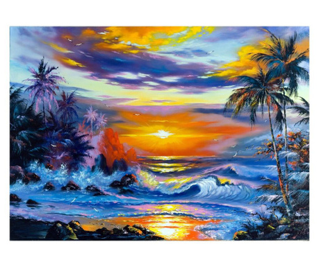 Картина на платно media, Море, палми, залез, слънце, 105 x 70 cm