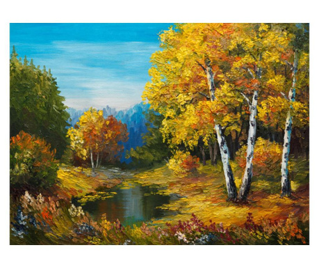 Картина на платно media, Есен, гора, езеро, 105 x 70 cm