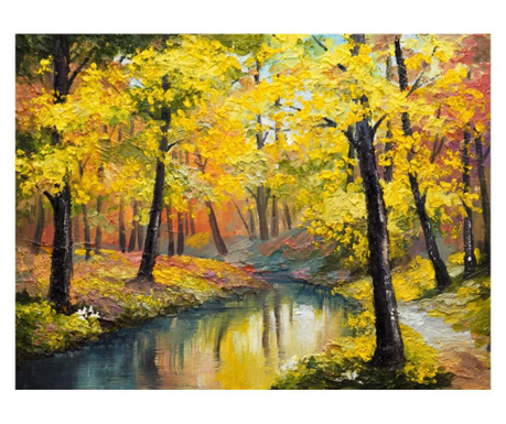 Картина на платно media, Есен, гора, езеро2, 105 x 70 cm