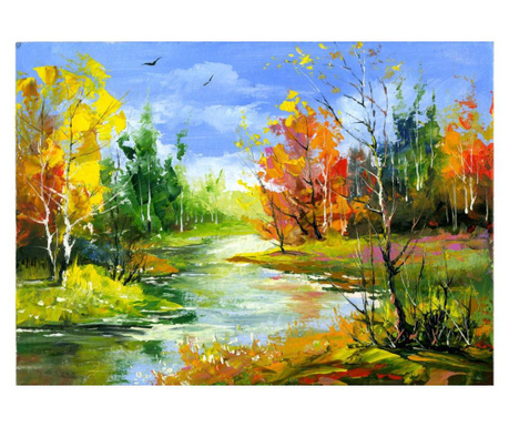 Картина на платно media, Есен, гора, езеро3, 105 x 70 cm