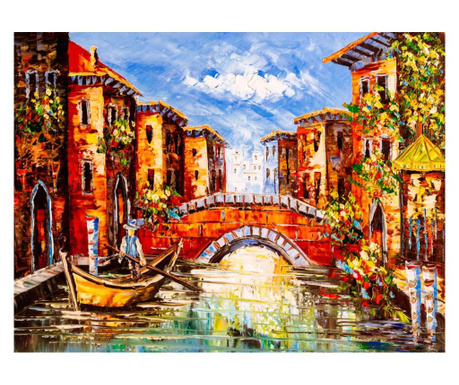 Картина на платно media, Венеция, Италия, Канал, Лодки, 105 x 70 cm