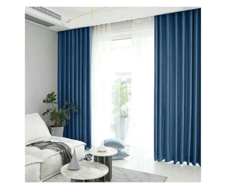 Set draperie din catifea blackout cu rejansa transparenta cu ate pentru galerie, densitate 700 g/ml, dark c Madison 250x265 cm