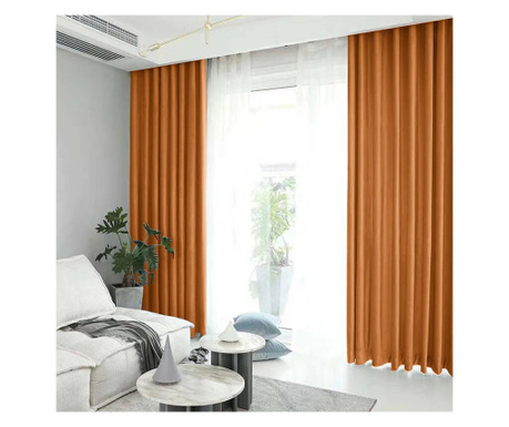 Set draperie din catifea blackout cu rejansa transparenta cu ate pentru galerie, densitate 700 g/ml, bronze Madison 250x250 cm