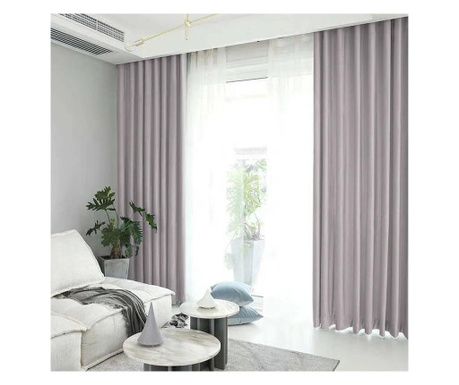 Draperie din catifea blackout cu rejansa transparenta cu ate pentru galerie, densitate 700 g/ml, pale silve Madison 250x265 cm