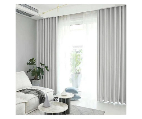 Set draperie din catifea blackout cu rejansa transparenta cu ate pentru galerie, densitate 700 g/ml, bright Madison 150x270 cm