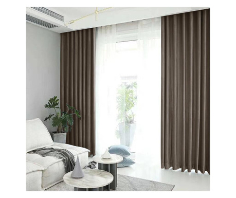 Draperie din catifea blackout cu rejansa din bumbac tip fagure, densitate 700 g/ml, taupe, 1 buc Madison 250x240 cm