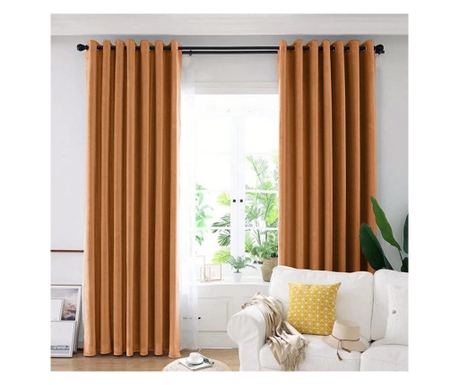 Draperie din catifea blackout cu inele argintii, densitate 700 g/ml, bronze, 1 buc, Madison 250x245 cm