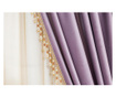 2 db bársony függöny készlet, poros lila, rácsos, félig átlátszó, kiegészítő 140x270 cm