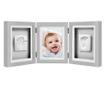 Kit rama foto tripla gri cu amprente manuta si piciorus Pearhead