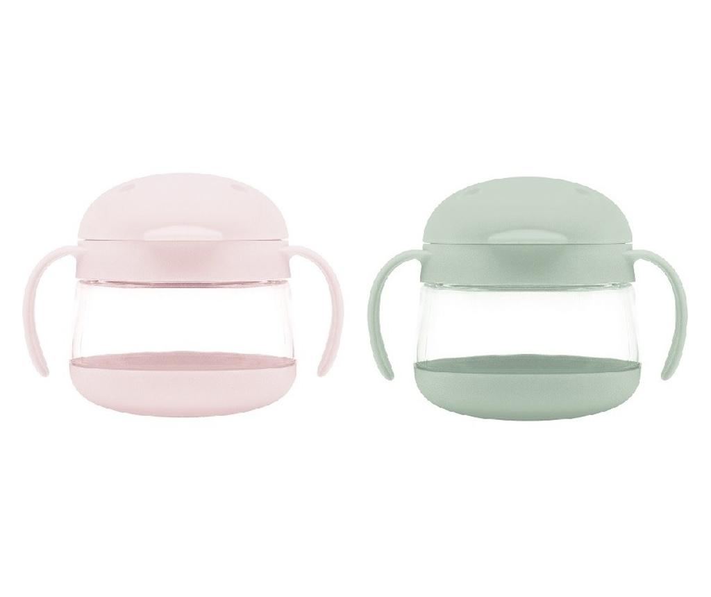 Set 2 cani pentru gustare Ubbi roz si vernil - 4