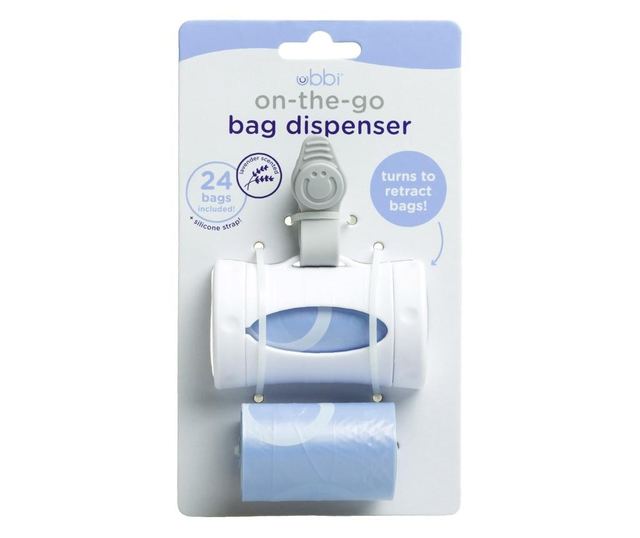 Dispenser portabil pentru pungute scutece Ubbi On The Go alb