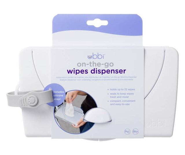 Dispenser portabil pentru servetele umede Ubbi On The Go alb