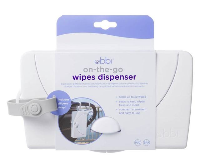 Dispenser portabil pentru servetele umede Ubbi On The Go alb