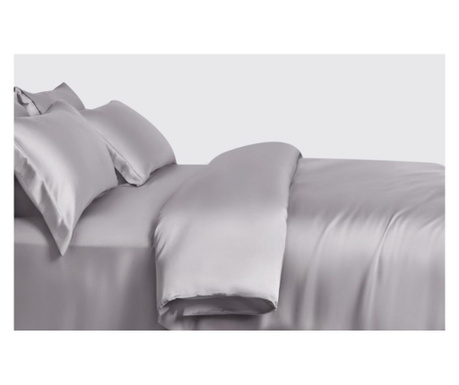 Selyem paplanhuzat egyszemélyes ágyhoz - ezüstszürke - Standard XL