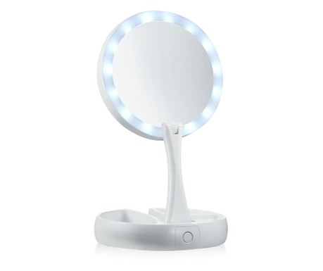 Oglindă Iluminată pentru Machiaj KlaussTech, Marire 10x, Reglabilă, Ușor de Folosit, Ușor de Instalat, Alb