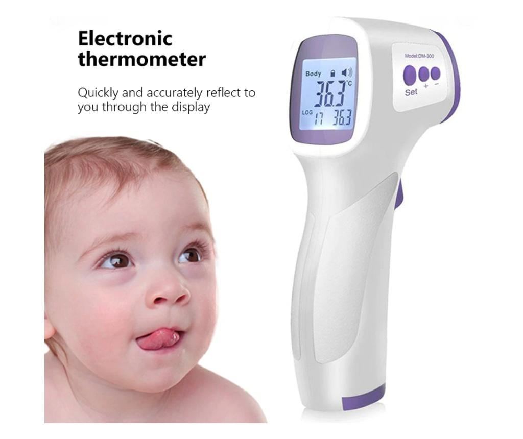 Termometar KlaussTech za odrasle ili djecu s infracrvenim zrakama, beskontaktna upotreba, područje čela, funkcija alarma, LCD za - 2