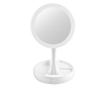 Oglinda Iluminata Led KlaussTech, Marire 10x, Reglabila, 2 Fete, Baza Cu Organizator, Culoare Alb thumbnail 1