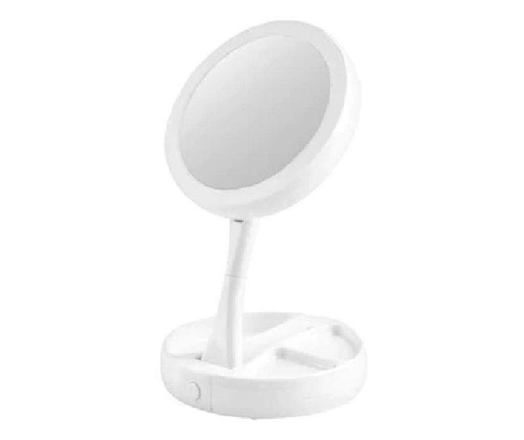 Oglinda Iluminata Led KlaussTech, Marire 10x, Reglabila, 2 Fete, Baza Cu Organizator, Culoare Alb - 9
