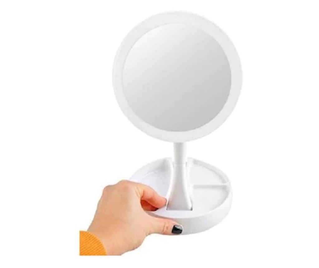 Oglinda Iluminata Led KlaussTech, Marire 10x, Reglabila, 2 Fete, Baza Cu Organizator, Culoare Alb - 8