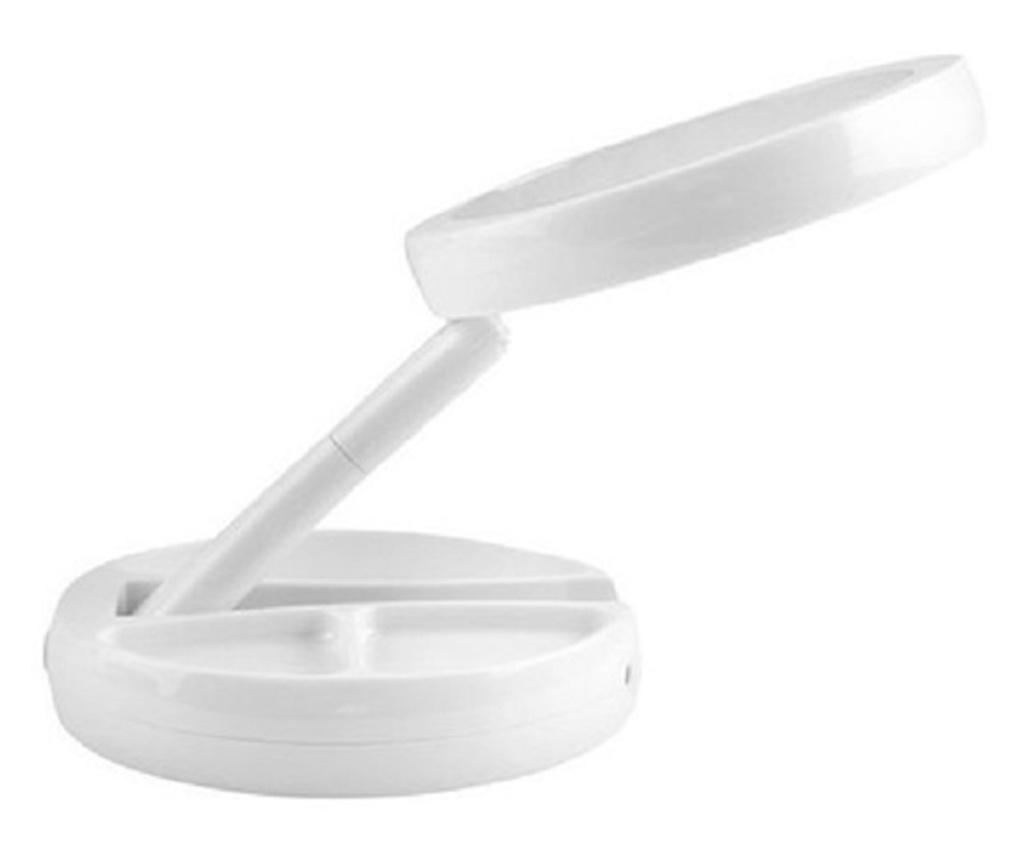 Oglinda Iluminata Led KlaussTech, Marire 10x, Reglabila, 2 Fete, Baza Cu Organizator, Culoare Alb - 6