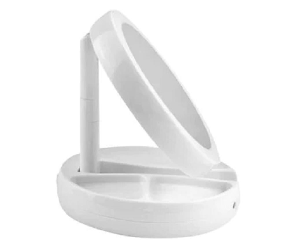 Oglinda Iluminata Led KlaussTech, Marire 10x, Reglabila, 2 Fete, Baza Cu Organizator, Culoare Alb - 5