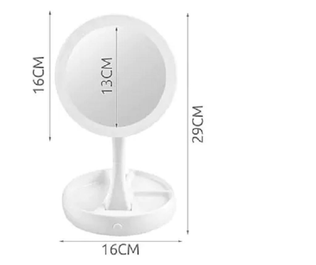 Oglinda Iluminata Led KlaussTech, Marire 10x, Reglabila, 2 Fete, Baza Cu Organizator, Culoare Alb - 4