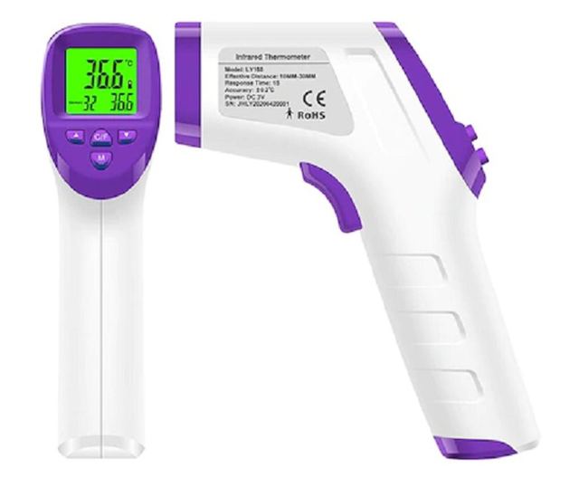 Infracrveni termometar bez kontakta, digitalni zaslon, preciznost mjerenja +/- 0,2 °C, vrijeme mjerenja 0,5 sekundi