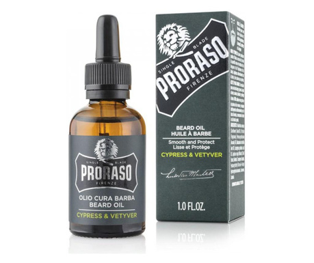 PRORASO - Овлажняващо масло за брада - кипарис и ветивер - 30 мл