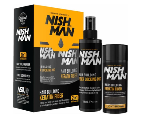 NISH MAN - Комплект влакна за рядка коса - Светъл сатен