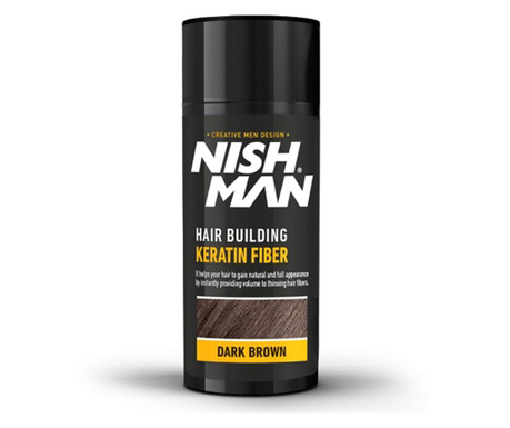 NISH MAN - Прах от фибри за рядка коса - Тъмно сатенен