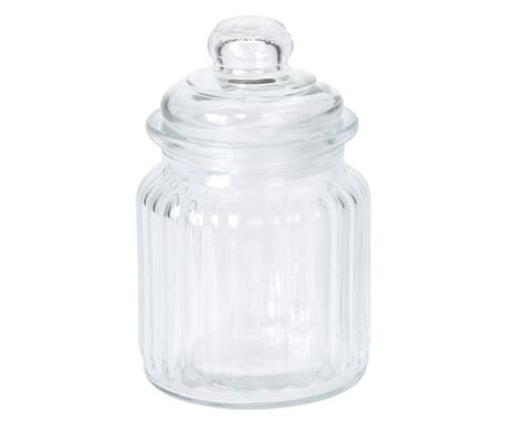 Üveg tégely fedővel, 13x8 cm