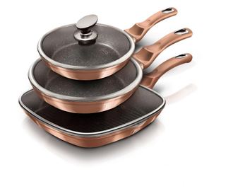 Σετ 3 μαρμάρινες τηγάνια με καπάκι Rose Gold Berlinger Haus BH 6195
