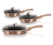 Σετ 3 μαρμάρινες τηγάνια με καπάκι Rose Gold Berlinger Haus BH 6195