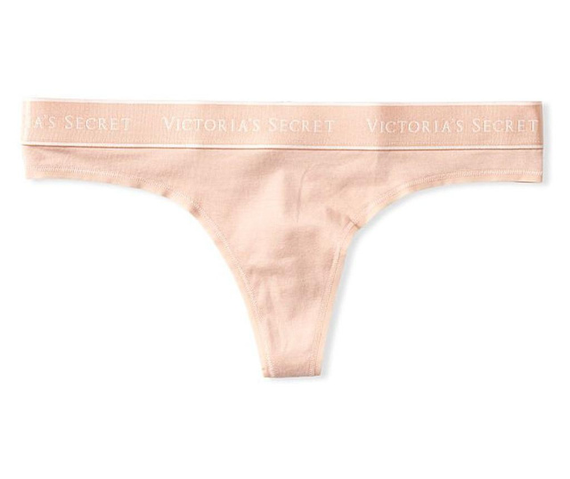 Chiloti tanga Victoria's Secret, Logo Cotton Thong Panty, Animal Print, XS  INTL 