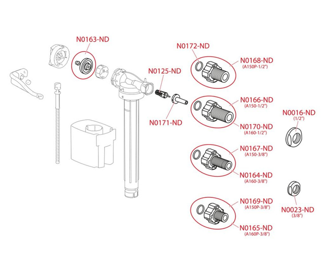 Mecanism clatire universal pentru rezervoare WC ceramice, Alcaplast A160 3/8