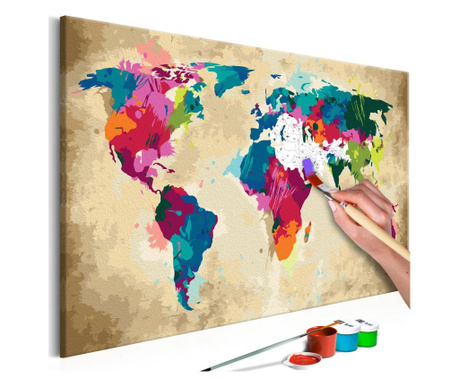 Slika za samostalno slikanje Artgeist - World Map (Colourful) - 60 x 40 cm