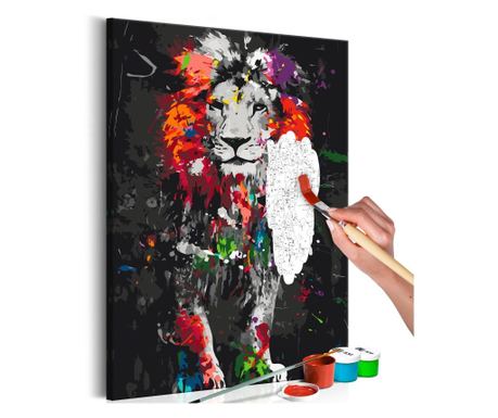 Slika za samostalno slikanje Artgeist - Colourful Animals: Lion - 40 x 60 cm