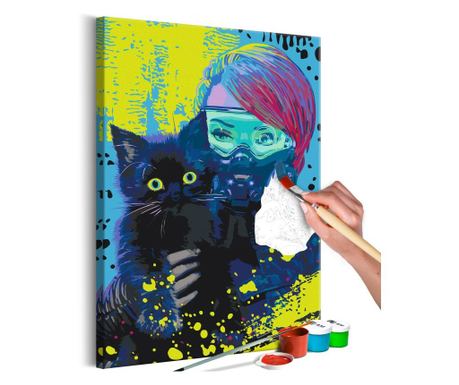 Slika za samostalno slikanje Artgeist - Cyber-Kitten - 40 x 60 cm