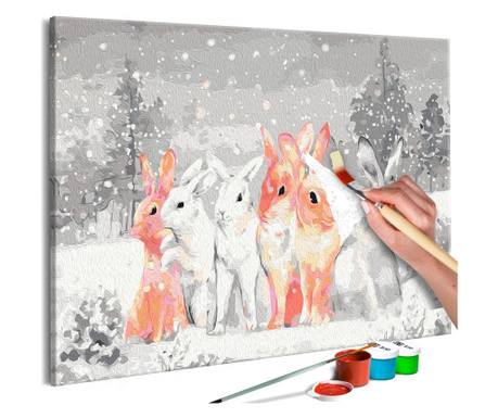 Slika za samostalno slikanje Artgeist - Winter Bunnies - 60 x 40 cm