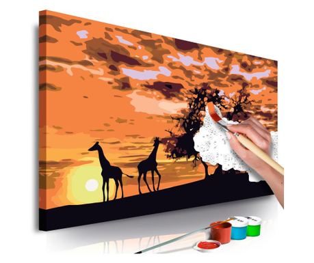 Slika za samostalno slikanje Artgeist - Savannah (Giraffes & Elephants) - 60 x 40 cm