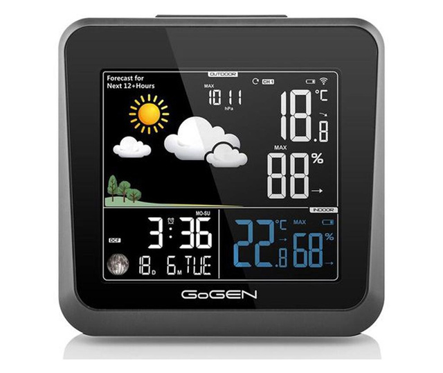 Statie meteo interior-exterior GoGEN ME 3236, senzor extern fara fir, LCD color