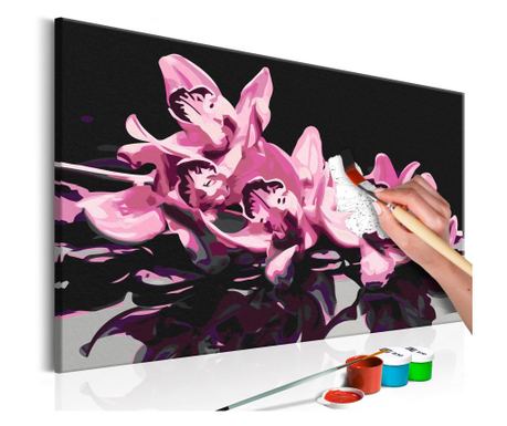 Slika za samostalno slikanje Artgeist - Pink Orchid (Black Background) - 60 x 40 cm