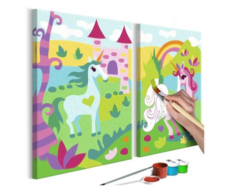 Slika za samostalno slikanje Artgeist - Fairytale Unicorns - 33 x 23 cm
