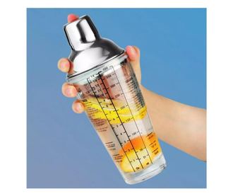 Shaker pentru Cocktail cu retete, Sticla si Otel inoxidabil, 400 ml