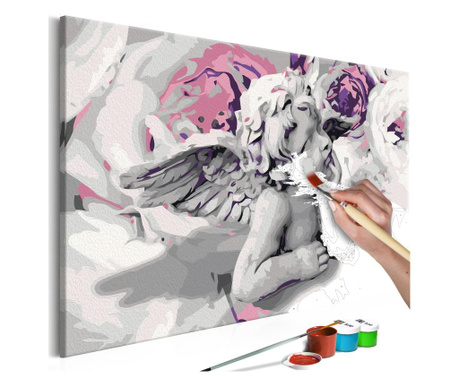 Slika za samostalno slikanje Artgeist - Angel (Flowers In The Background) - 60 x 40 cm