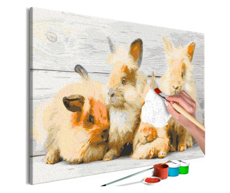 Slika za samostalno slikanje Artgeist - Four Bunnies - 60 x 40 cm